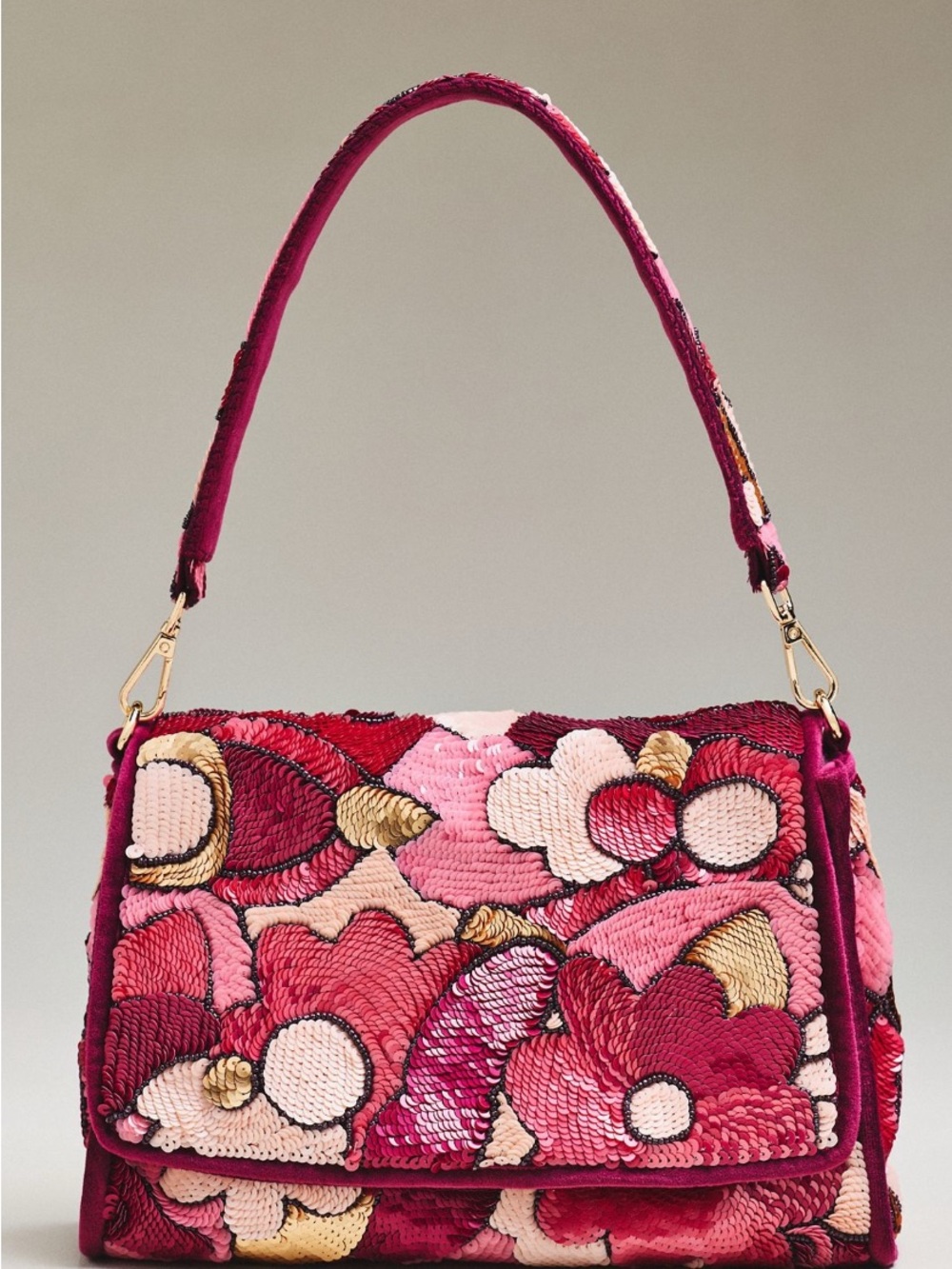 NWT Maeve Audra Embellished Shoulder Bag Pink Floral